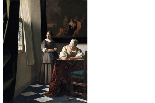 Johannes Vermeer, "A Lady Writing a Letter, With Her Maid" c.1670. image courtesy of national gallery.ie